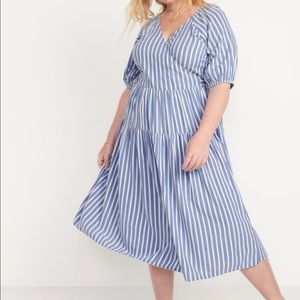 Old navy wrap dress striped plus size tiered ruffle midi dress